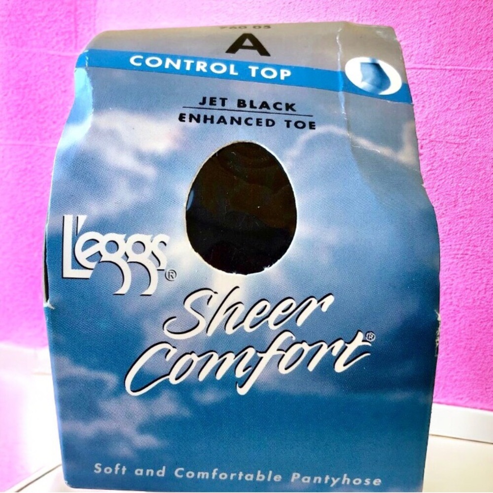 Leggs Sheer Energy Pantyhose Jet Black Control Top Enhanced Toe size A